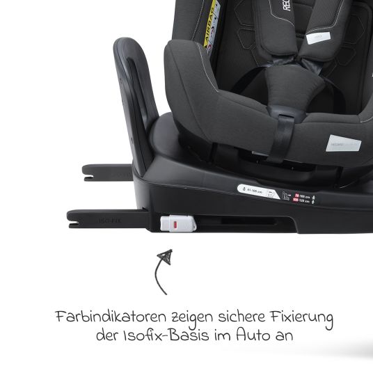 Recaro Reboarder-Kindersitz Salia 125 i-Size KID ab 3 Monate bis 7 Jahre (61 cm - 125 cm) drehbar mit Isofix-Basis - Fibre Black