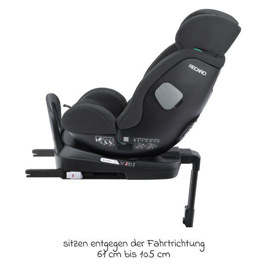 Recaro Reboarder-Kindersitz Salia 125 i-Size KID ab 3 Monate bis 7 Jahre (61 cm - 125 cm) drehbar mit Isofix-Basis - Fibre Black