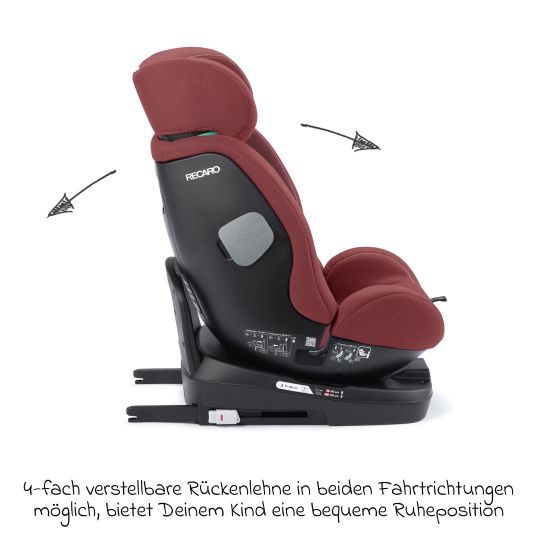 Recaro Reboarder-Kindersitz Salia 125 i-Size KID ab 3 Monate bis 7 Jahre (61 cm - 125 cm) drehbar mit Isofix-Basis - Iron Red