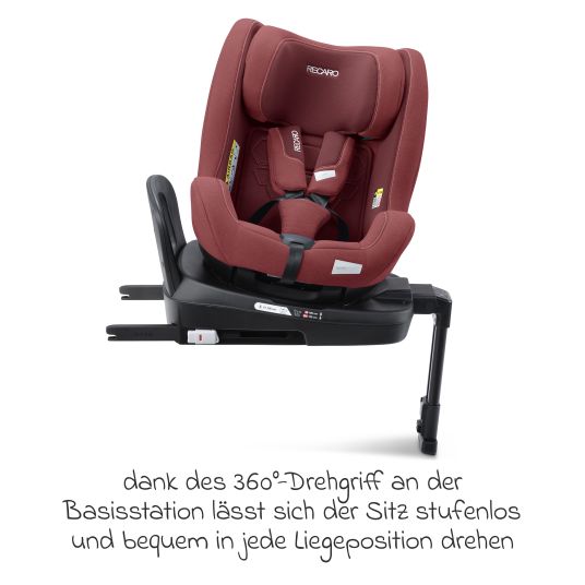 Recaro Reboarder-Kindersitz Salia 125 i-Size KID ab 3 Monate bis 7 Jahre (61 cm - 125 cm) drehbar mit Isofix-Basis - Iron Red