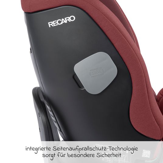 Recaro Reboarder-Kindersitz Salia 125 i-Size KID ab 3 Monate bis 7 Jahre (61 cm - 125 cm) drehbar mit Isofix-Basis - Iron Red