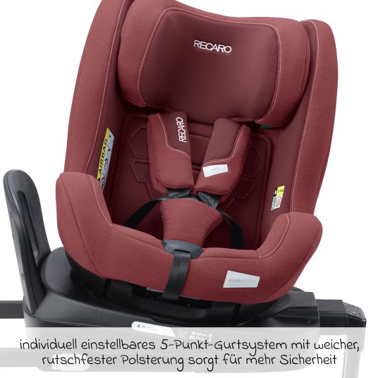 Recaro Reboarder-Kindersitz Salia 125 i-Size KID ab 3 Monate bis 7 Jahre (61 cm - 125 cm) drehbar mit Isofix-Basis - Iron Red