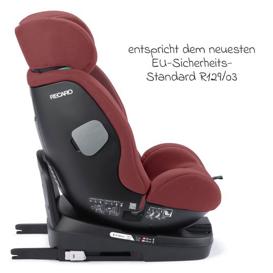 Recaro Reboarder-Kindersitz Salia 125 i-Size KID ab 3 Monate bis 7 Jahre (61 cm - 125 cm) drehbar mit Isofix-Basis - Iron Red