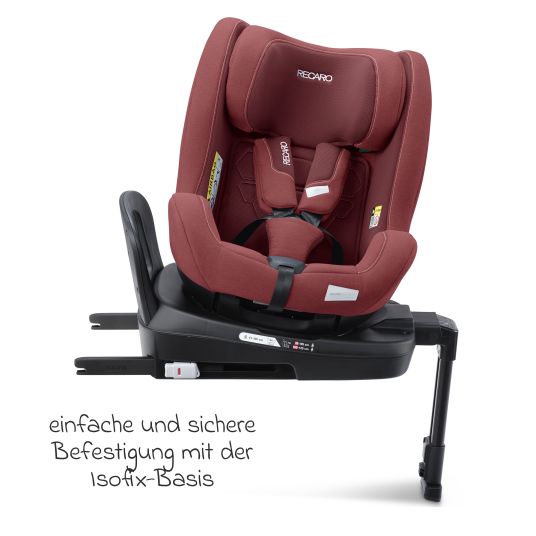 Recaro Reboarder-Kindersitz Salia 125 i-Size KID ab 3 Monate bis 7 Jahre (61 cm - 125 cm) drehbar mit Isofix-Basis - Iron Red