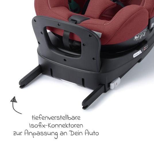 Recaro Reboarder-Kindersitz Salia 125 i-Size KID ab 3 Monate bis 7 Jahre (61 cm - 125 cm) drehbar mit Isofix-Basis - Iron Red