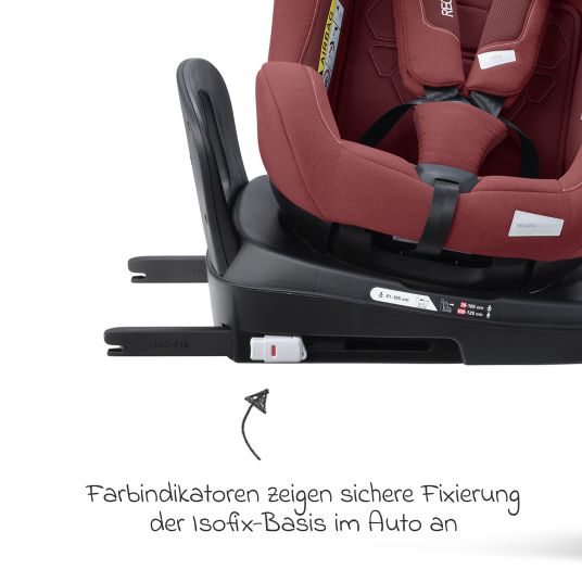 Recaro Reboarder-Kindersitz Salia 125 i-Size KID ab 3 Monate bis 7 Jahre (61 cm - 125 cm) drehbar mit Isofix-Basis - Iron Red