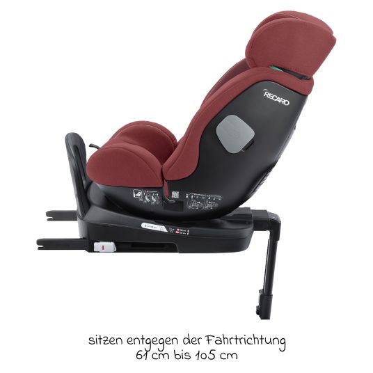 Recaro Reboarder-Kindersitz Salia 125 i-Size KID ab 3 Monate bis 7 Jahre (61 cm - 125 cm) drehbar mit Isofix-Basis - Iron Red