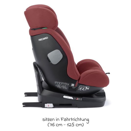 Recaro Reboarder-Kindersitz Salia 125 i-Size KID ab 3 Monate bis 7 Jahre (61 cm - 125 cm) drehbar mit Isofix-Basis - Iron Red