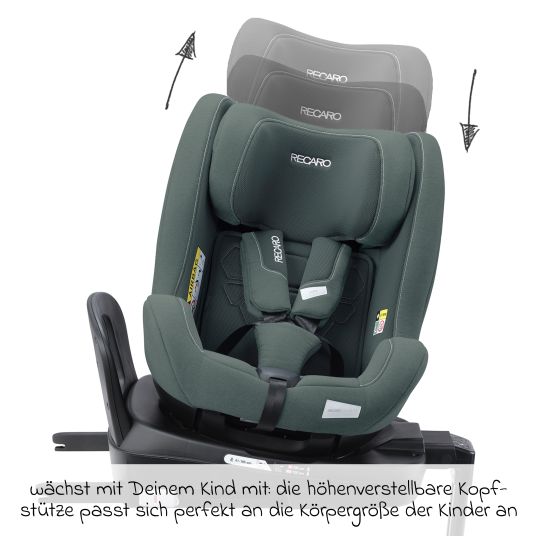 Recaro Reboarder-Kindersitz Salia 125 i-Size KID ab 3 Monate bis 7 Jahre (61 cm - 125 cm) drehbar mit Isofix-Basis - Mineral Green