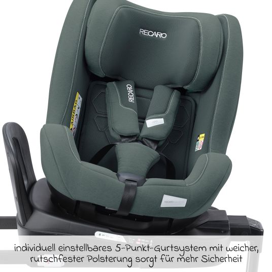 Recaro Reboarder-Kindersitz Salia 125 i-Size KID ab 3 Monate bis 7 Jahre (61 cm - 125 cm) drehbar mit Isofix-Basis - Mineral Green