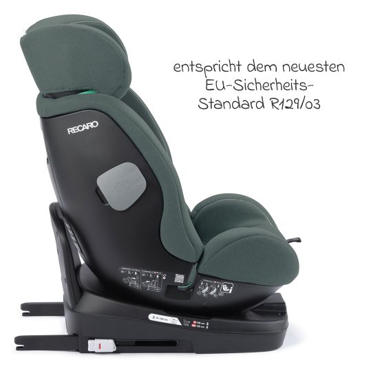 Recaro Reboarder-Kindersitz Salia 125 i-Size KID ab 3 Monate bis 7 Jahre (61 cm - 125 cm) drehbar mit Isofix-Basis - Mineral Green