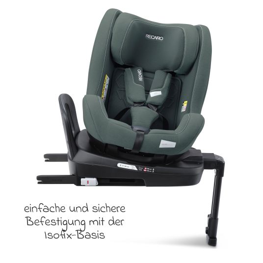 Recaro Reboarder-Kindersitz Salia 125 i-Size KID ab 3 Monate bis 7 Jahre (61 cm - 125 cm) drehbar mit Isofix-Basis - Mineral Green