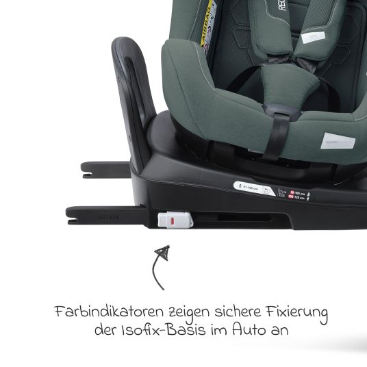 Recaro Reboarder-Kindersitz Salia 125 i-Size KID ab 3 Monate bis 7 Jahre (61 cm - 125 cm) drehbar mit Isofix-Basis - Mineral Green