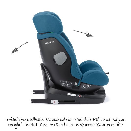 Recaro Reboarder-Kindersitz Salia 125 i-Size KID ab 3 Monate bis 7 Jahre (61 cm - 125 cm) drehbar mit Isofix-Basis - Steel Blue