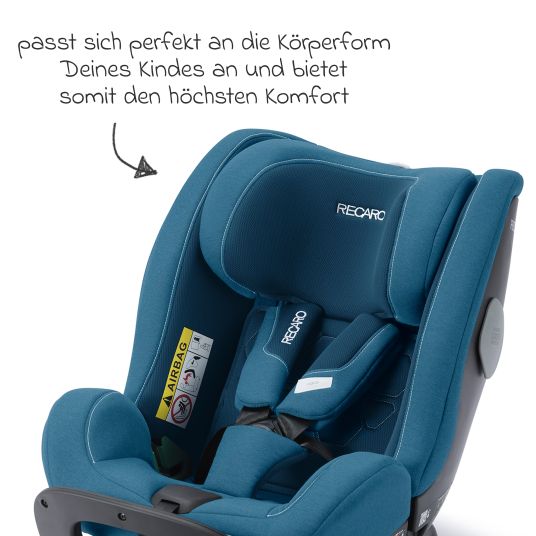 Recaro Reboarder-Kindersitz Salia 125 i-Size KID ab 3 Monate bis 7 Jahre (61 cm - 125 cm) drehbar mit Isofix-Basis - Steel Blue