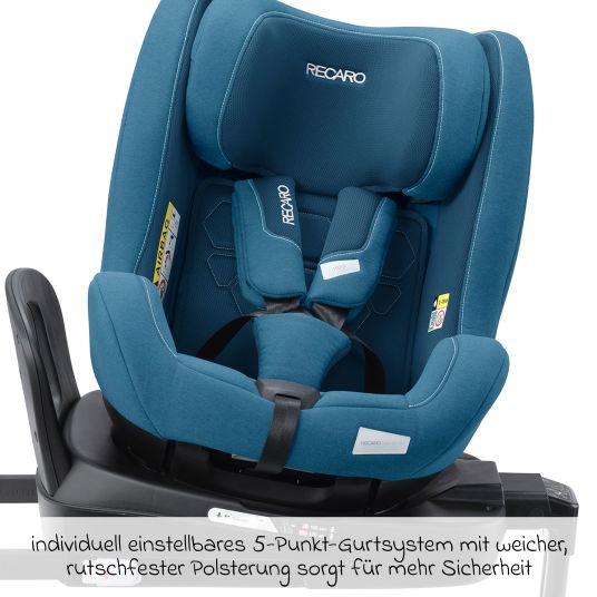 Recaro Reboarder-Kindersitz Salia 125 i-Size KID ab 3 Monate bis 7 Jahre (61 cm - 125 cm) drehbar mit Isofix-Basis - Steel Blue