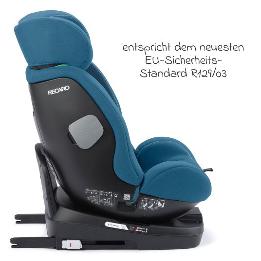 Recaro Reboarder-Kindersitz Salia 125 i-Size KID ab 3 Monate bis 7 Jahre (61 cm - 125 cm) drehbar mit Isofix-Basis - Steel Blue