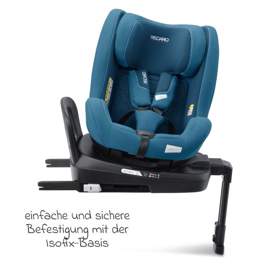 Recaro Reboarder-Kindersitz Salia 125 i-Size KID ab 3 Monate bis 7 Jahre (61 cm - 125 cm) drehbar mit Isofix-Basis - Steel Blue