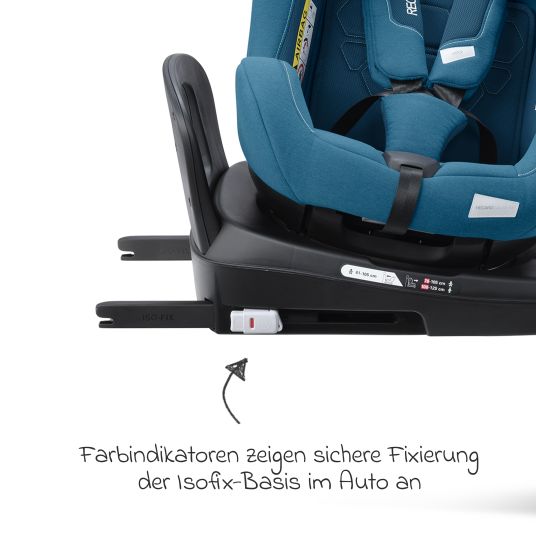 Recaro Reboarder-Kindersitz Salia 125 i-Size KID ab 3 Monate bis 7 Jahre (61 cm - 125 cm) drehbar mit Isofix-Basis - Steel Blue