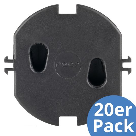 Reer Pack of 20 socket outlet caps easy installation without gluing or screws - black