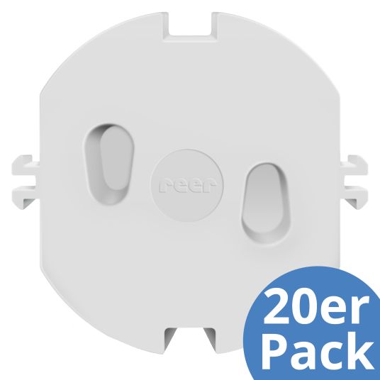 Reer Pack of 20 socket outlet caps easy installation without gluing or screws - white