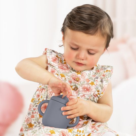 Reer 2in1 Trink- und Snackbecher mit Trinkhalm aus 100% lebensmittelechtes Silikon - Blau