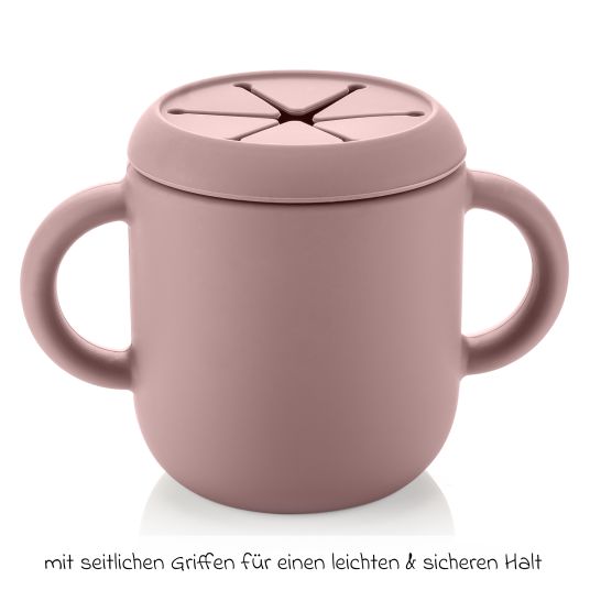 Reer 2in1 Trink- und Snackbecher mit Trinkhalm aus 100% lebensmittelechtes Silikon - Rosa