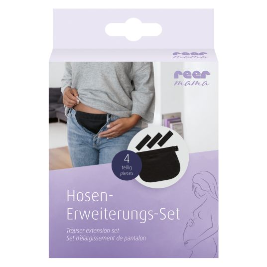 Reer 4-tlg. Hosenerweiterungs-Set Mama für ein bequemes Tragen der vorhandenen Kleidung - Schwarz