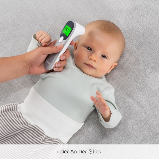 Reer 4in1 Infrarot-Fieberthermometer Colour MaxTemp für Ohr- und Stirnmessung - Weiß Grau