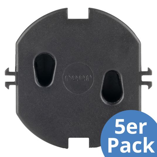 Reer Pack of 5 socket outlet protectors quick installation without gluing or screws - black