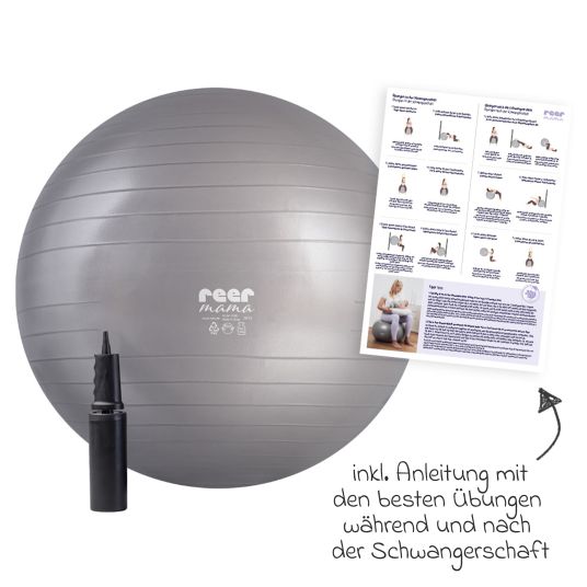 Reer Exercise ball Mama loadable up to 120 kg incl. air pump - gray