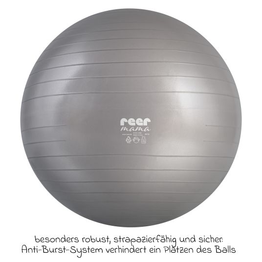 Reer Gymnastikball Mama belastbar bis 120 kg inkl. Luftpumpe - Grau