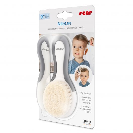 Reer Set per la cura dei capelli BabyCare - Spazzola per capelli naturale