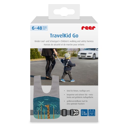 Reer Imbracatura da passeggio e di sicurezza per bambini TravelKid Go - Grigio