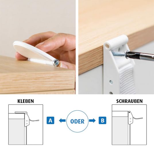 Reer Anti-tilt for furniture - 2 bands - White