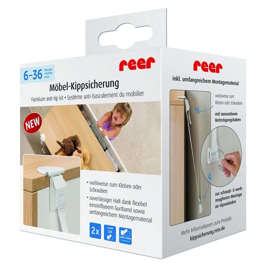 Reer Anti-tilt for furniture - 2 bands - White