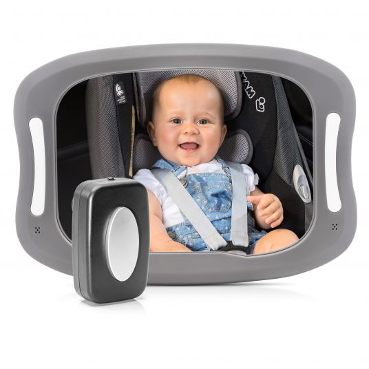 Reer LED car safety mirror with light - BabyView - Anthracite