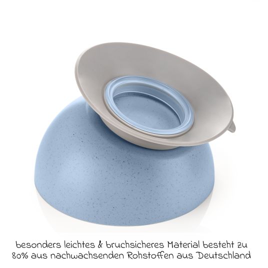 Reer Learning bowl with suction cup Growing Bowl made from 80% renewable raw materials such as wood & sugar from Germany - Blue