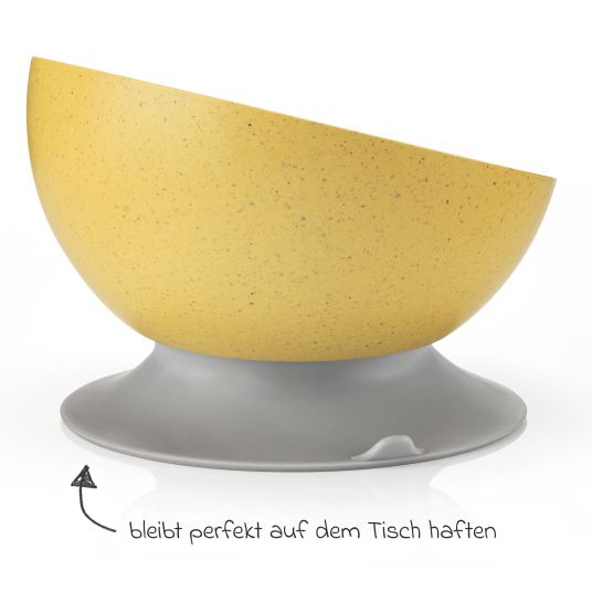 Reer Learning bowl with suction cup Growing Bowl made from 80% renewable raw materials such as wood & sugar from Germany - Yellow