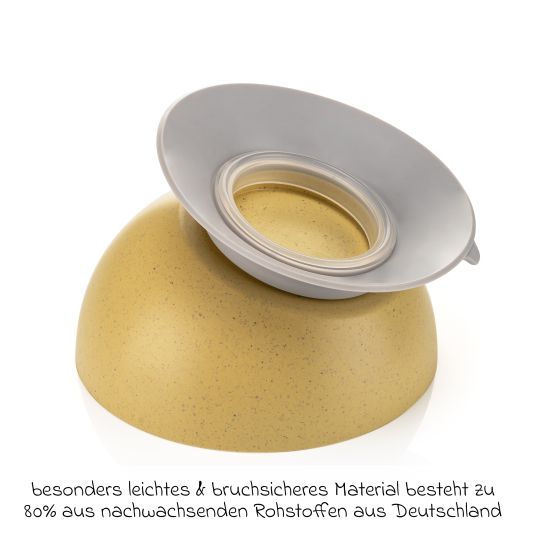 Reer Learning bowl with suction cup Growing Bowl made from 80% renewable raw materials such as wood & sugar from Germany - Yellow