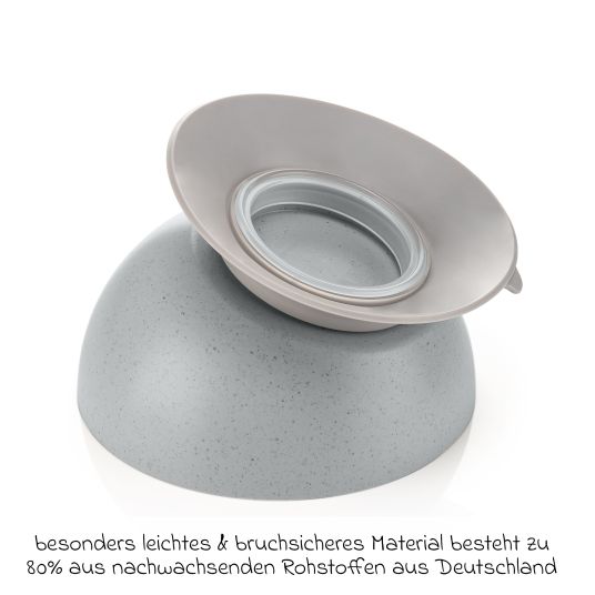 Reer Learning bowl with suction cup Growing Bowl made from 80% renewable raw materials such as wood & sugar from Germany - gray