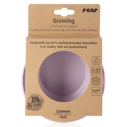 Reer Learning bowl with suction cup Growing Bowl made from 80% renewable raw materials such as wood & sugar from Germany - Pink