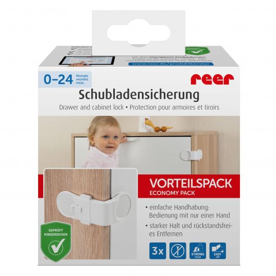 Reer Schubladen- & Schranksicherung 3er Pack - Weiß