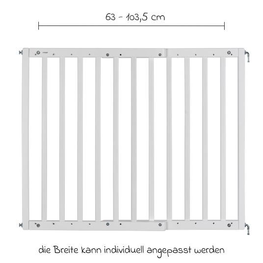 Reer Door safety gate / stair gate (63 to 103.5 cm) for screwing - white