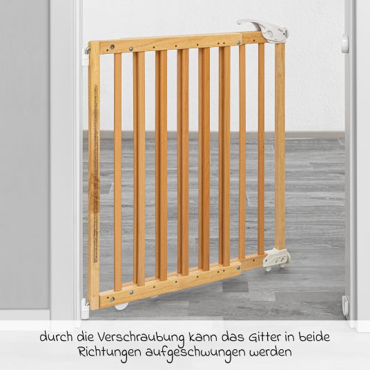 Reer Türschutzgitter / Treppenschutzgitter (63 bis 106 cm) zum Klemmen oder Schrauben - Natur