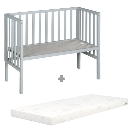 Roba 2in1 Beistellbett und Bank mit Canvas-Barriere + Matratze mit 90 x 45 cm - 47 x 99,5 cm - Taupe