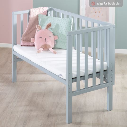 Roba 2in1 co-sleeper and bench with canvas barrier + mattress it 90 x 45 cm 47 x 99.5 cm - White