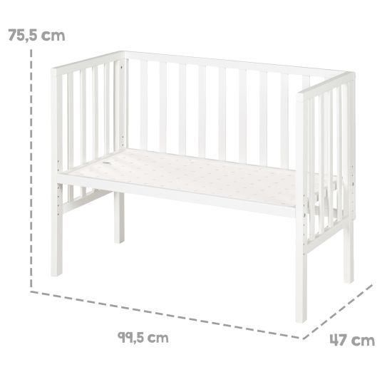 Roba 2in1 co-sleeper and bench with canvas barrier + mattress it 90 x 45 cm 47 x 99.5 cm - White