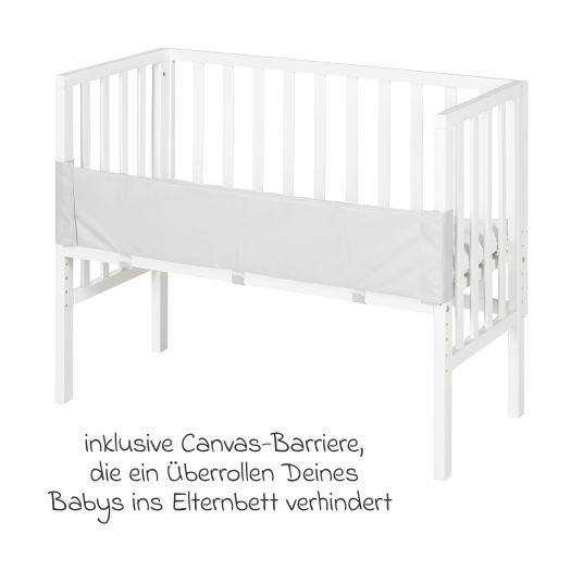 Roba 2in1 Beistellbett und Bank mit Canvas-Barriere + Matratze mit 90 x 45 cm - 47 x 99,5 cm - Weiß