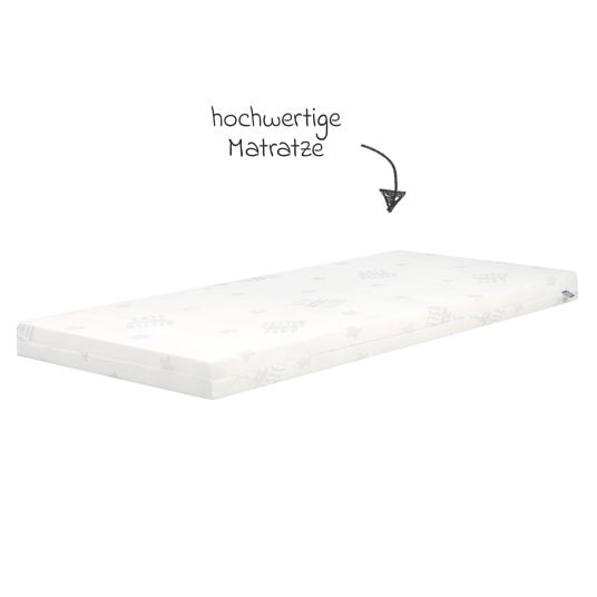 Roba 2in1 co-sleeper and bench with canvas barrier + mattress it 90 x 45 cm 47 x 99.5 cm - White